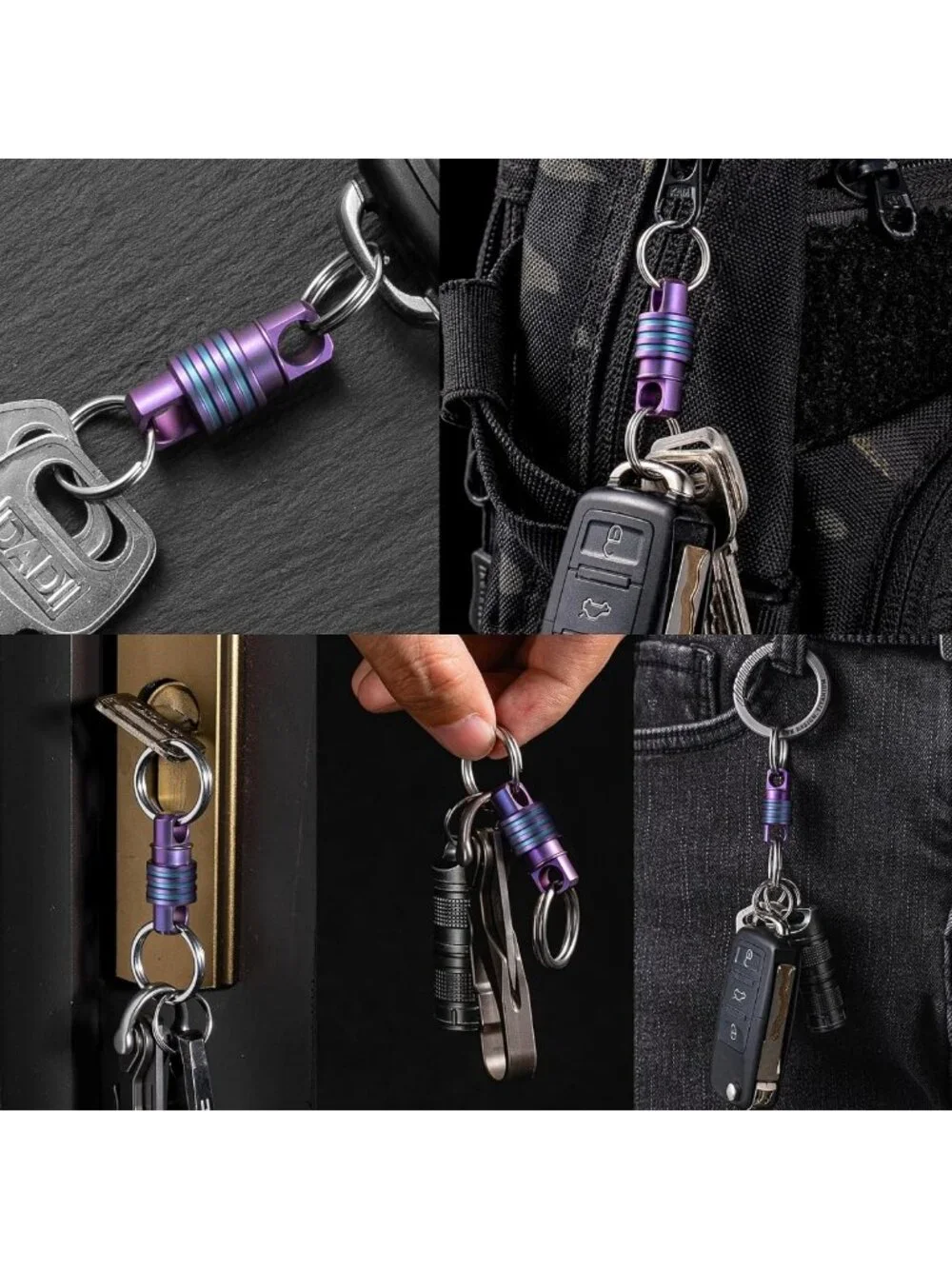 Small Detachable Titanium Keychain Ring - Quick Release, Lightweight & Durable